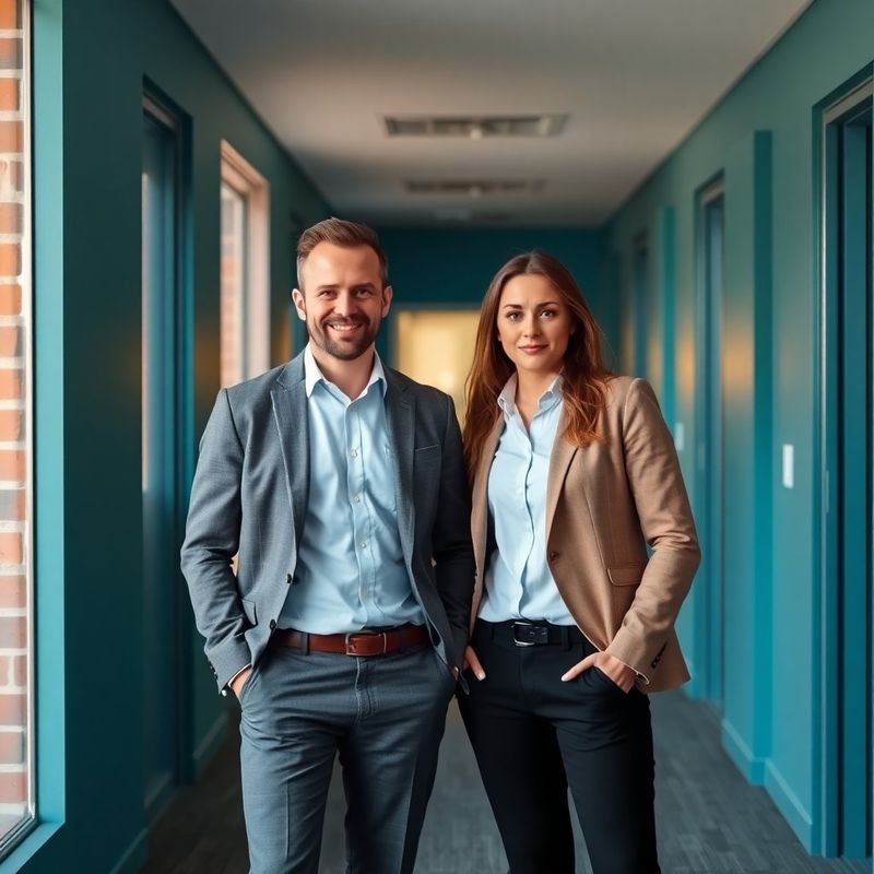 Portret dwóch partnerów biznesowych w biurze we Wrocławiu